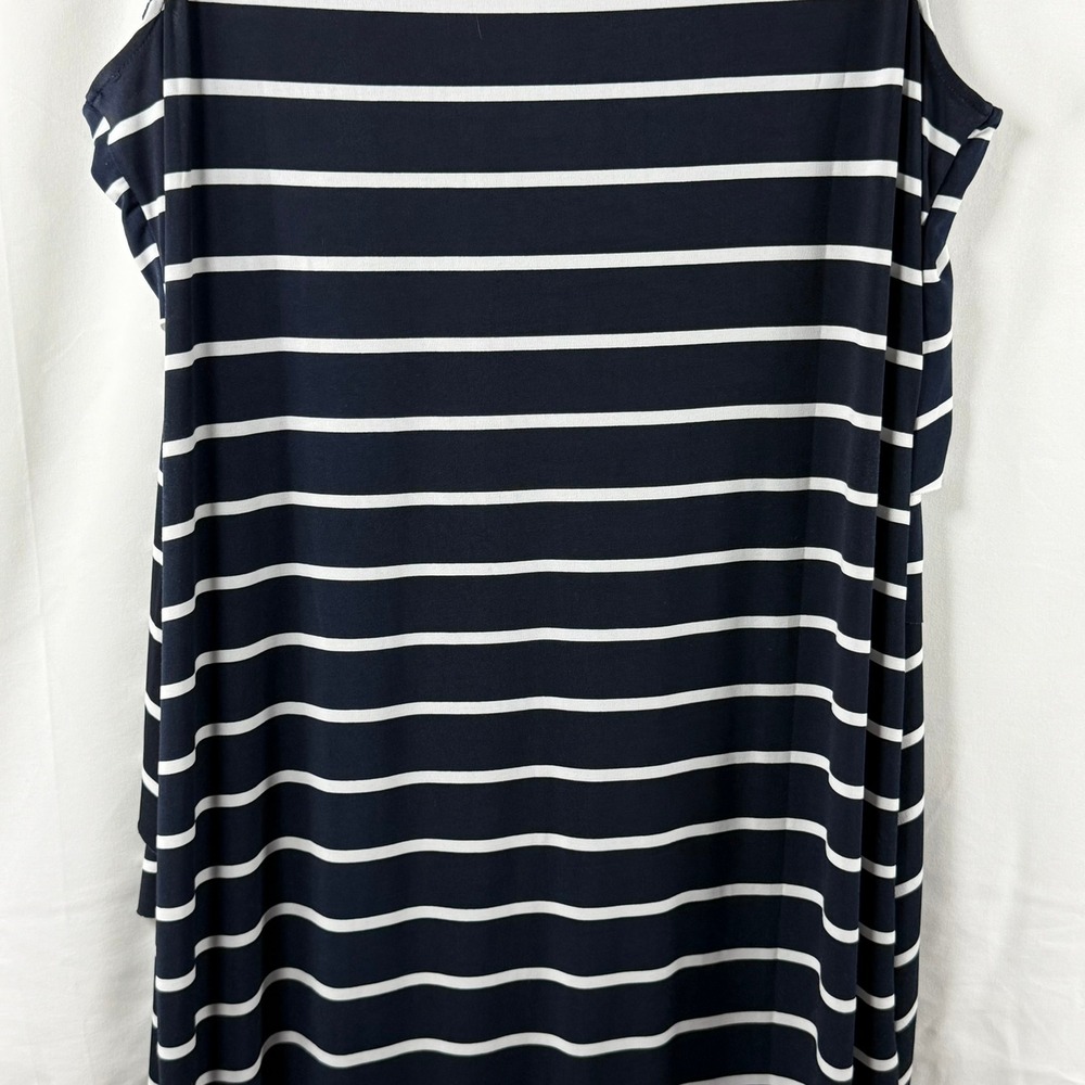 Alfani Womens Navy Blue White Striped Tiered Layered Sleeveless Maxi Dress XL - Picture 10 of 14